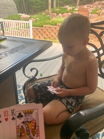Playing cards with my grandson outside was the best!!!