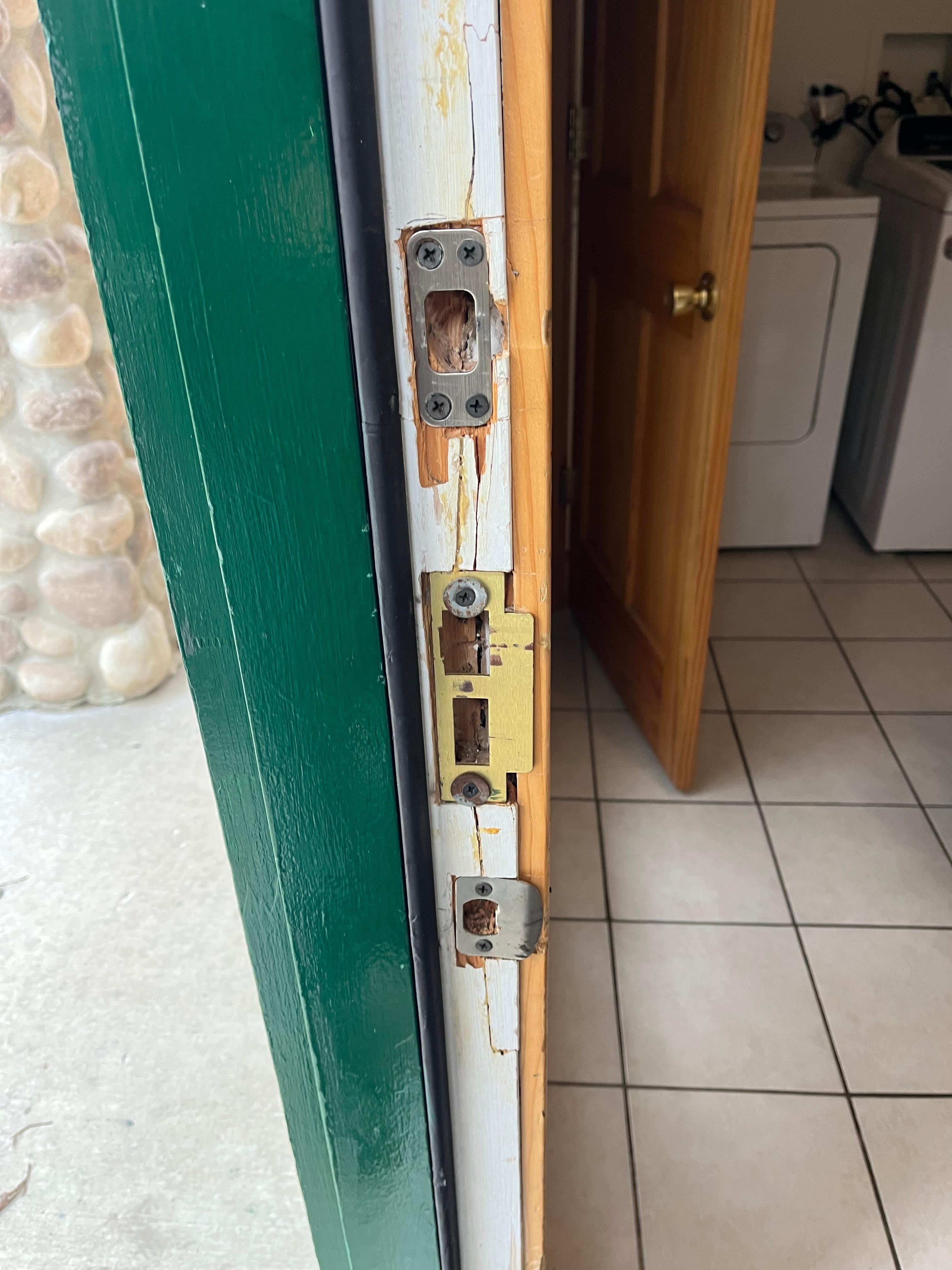 Door jam broke and not repaired correctly 