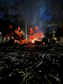 Fire pit for warming up on cool nights.