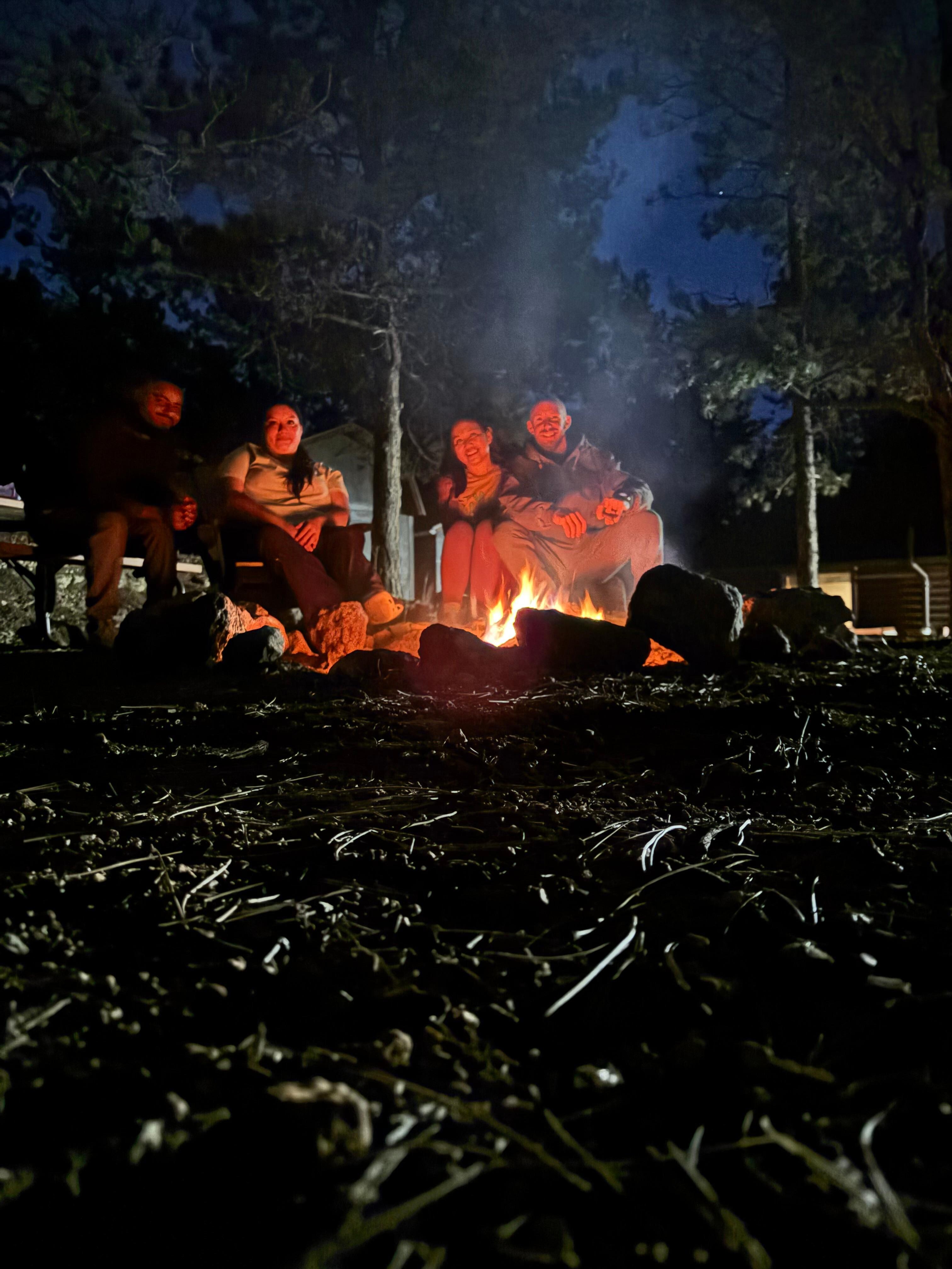 Fire pit for warming up on cool nights. 
