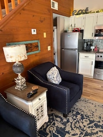 Living room chairs, & kitchen