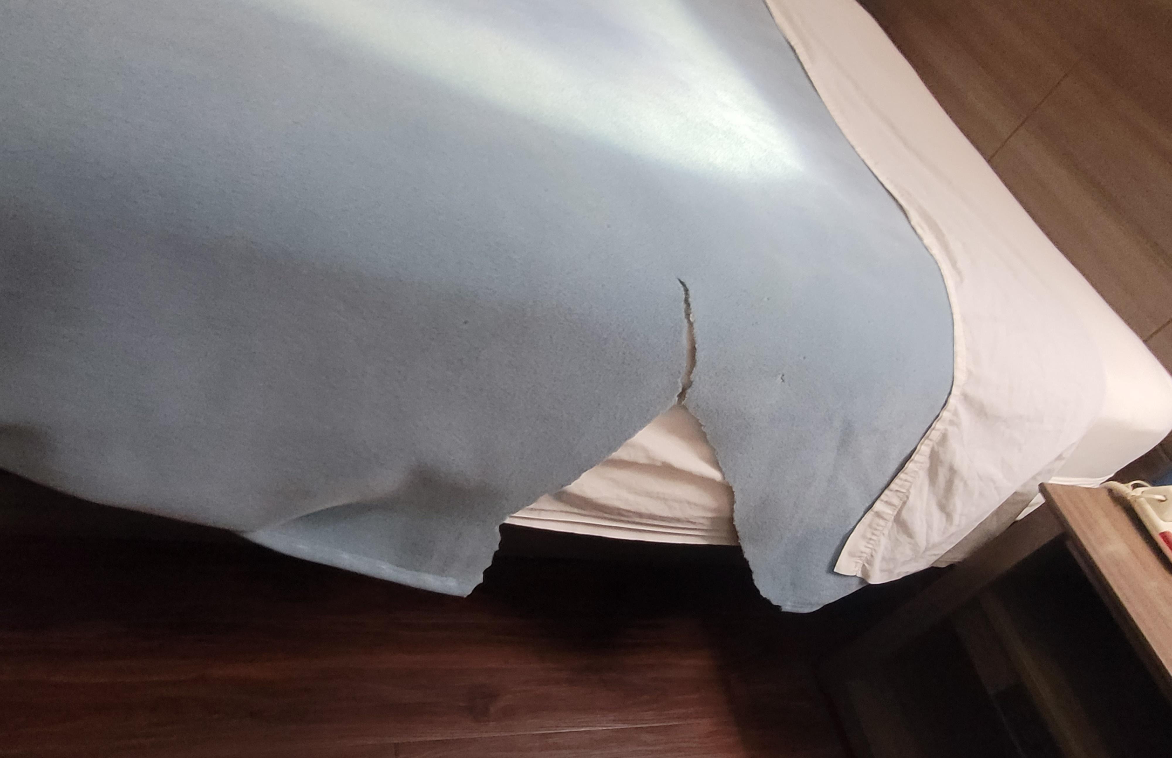 This was our dry rotted blanket to sleep with.