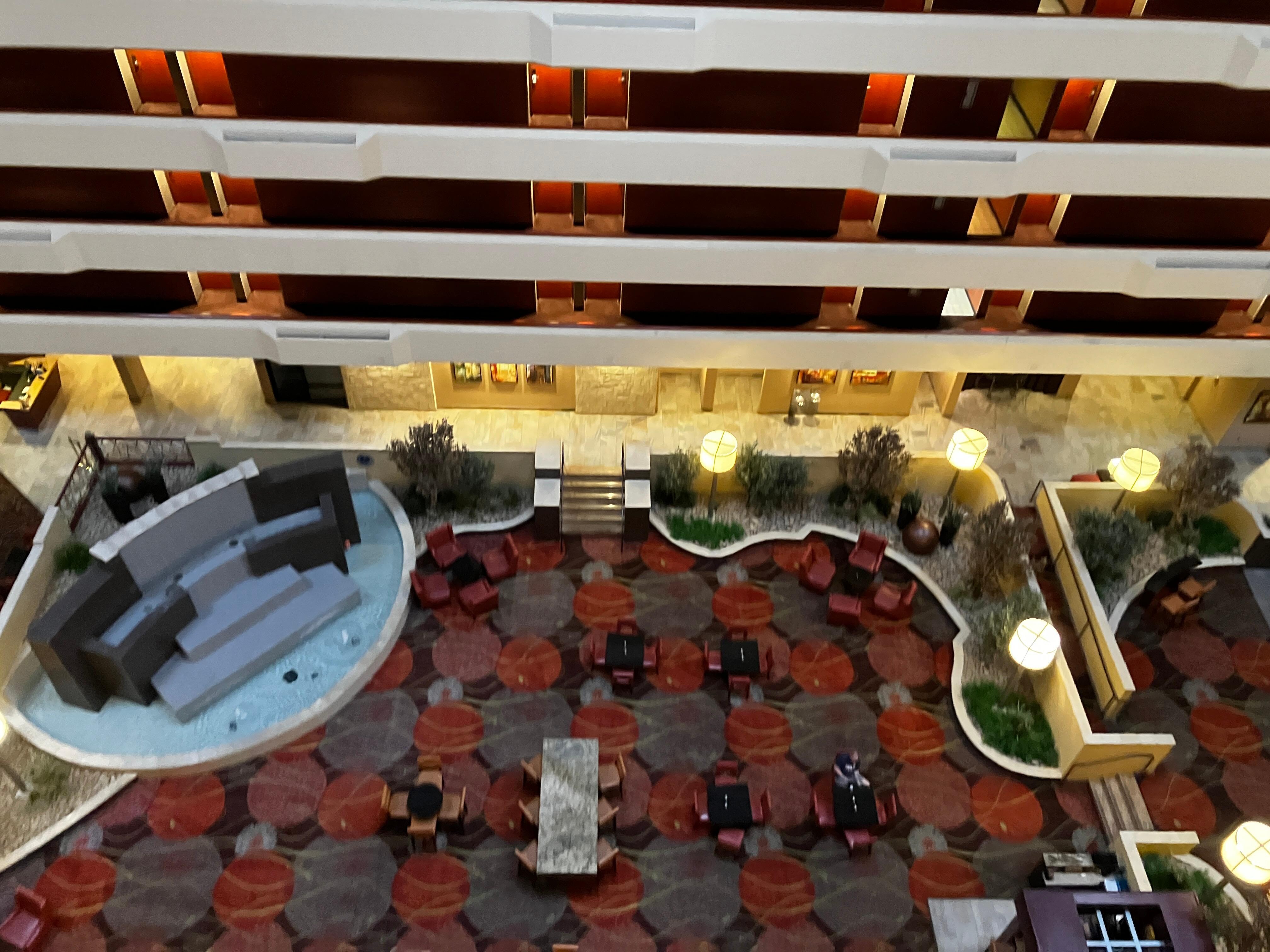 Looking down into lobby