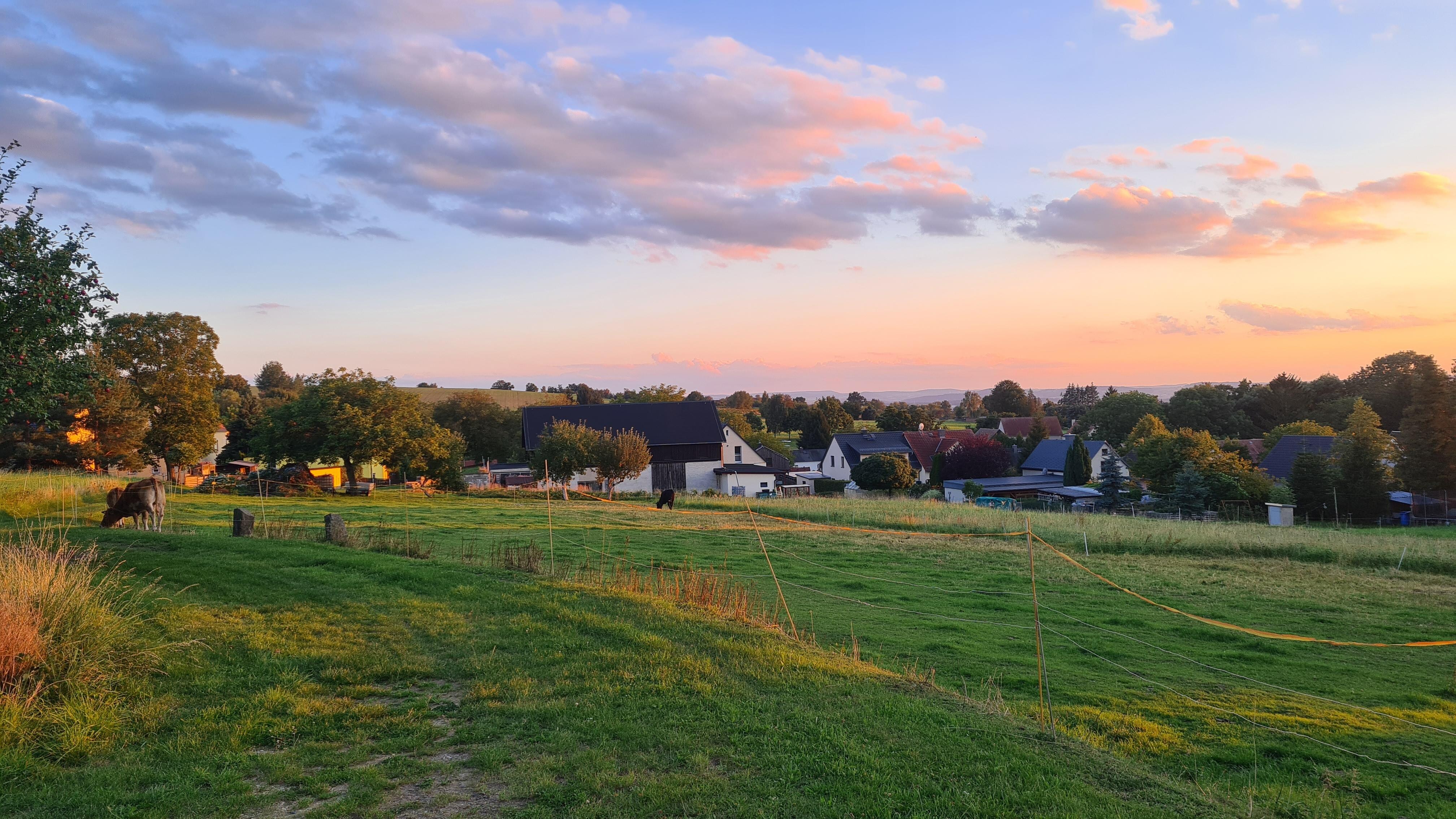 Blick vom alten Bahndamm auf Schönfeld