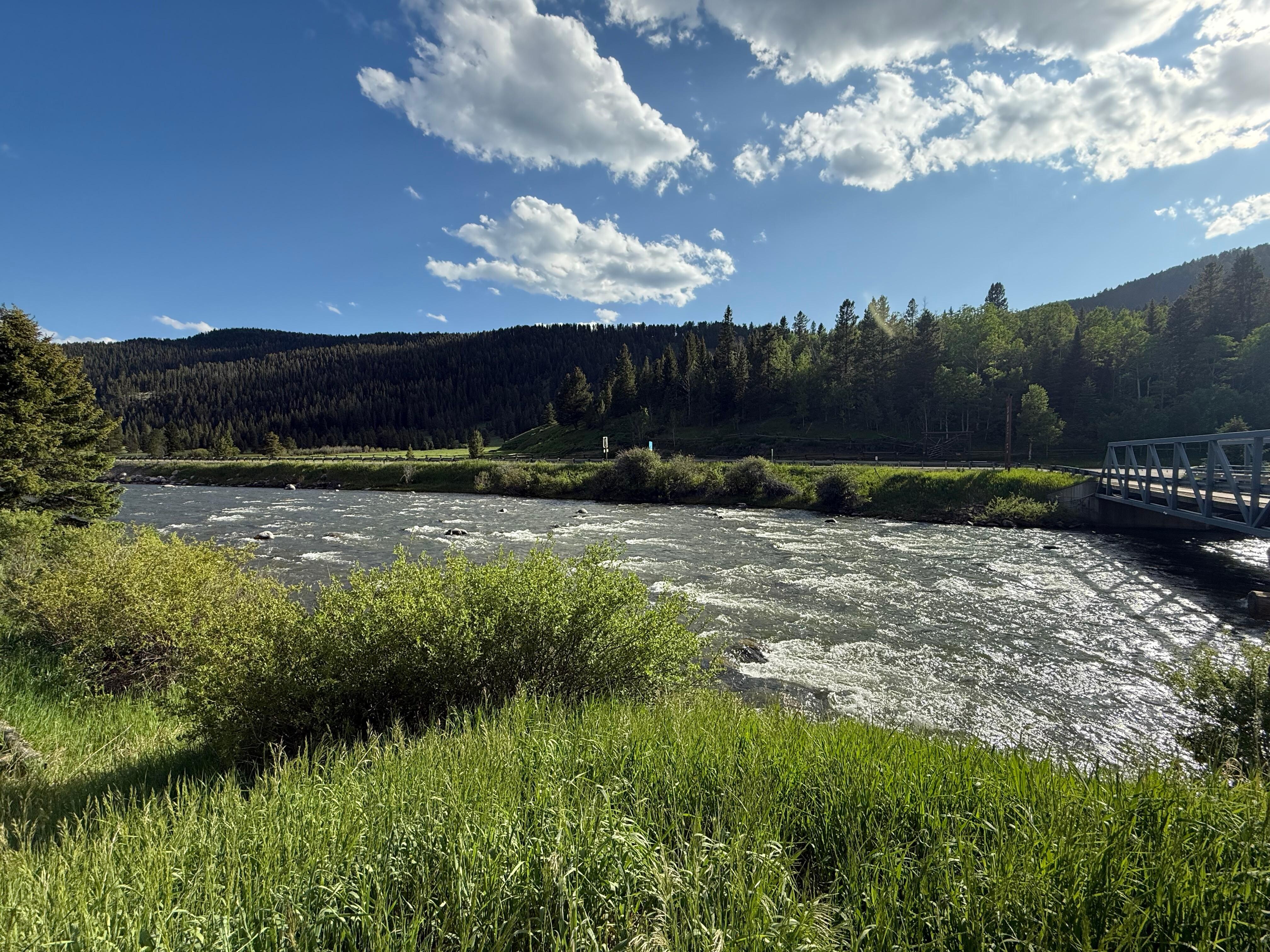 River in front of cabin