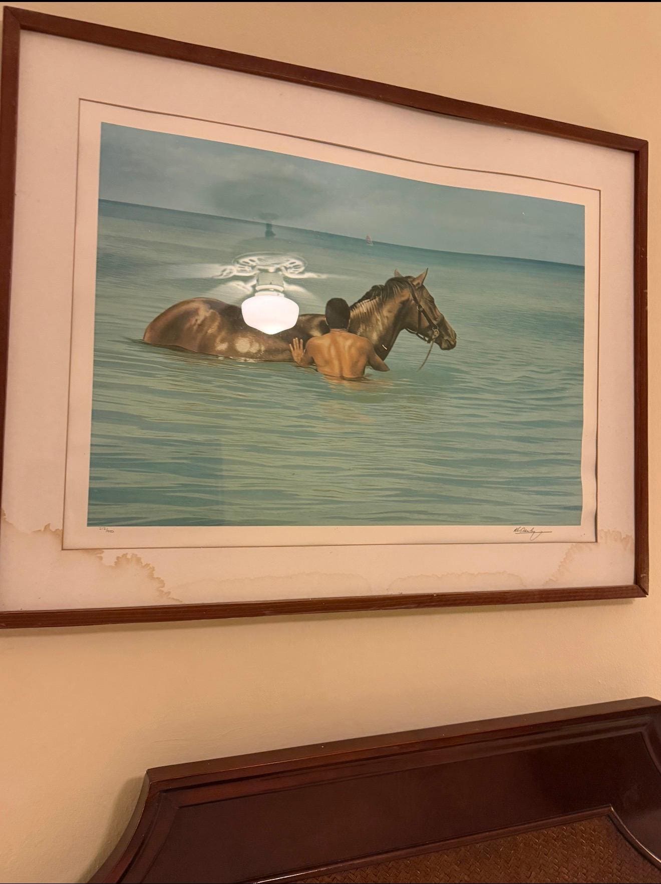 Stained picture above bed!