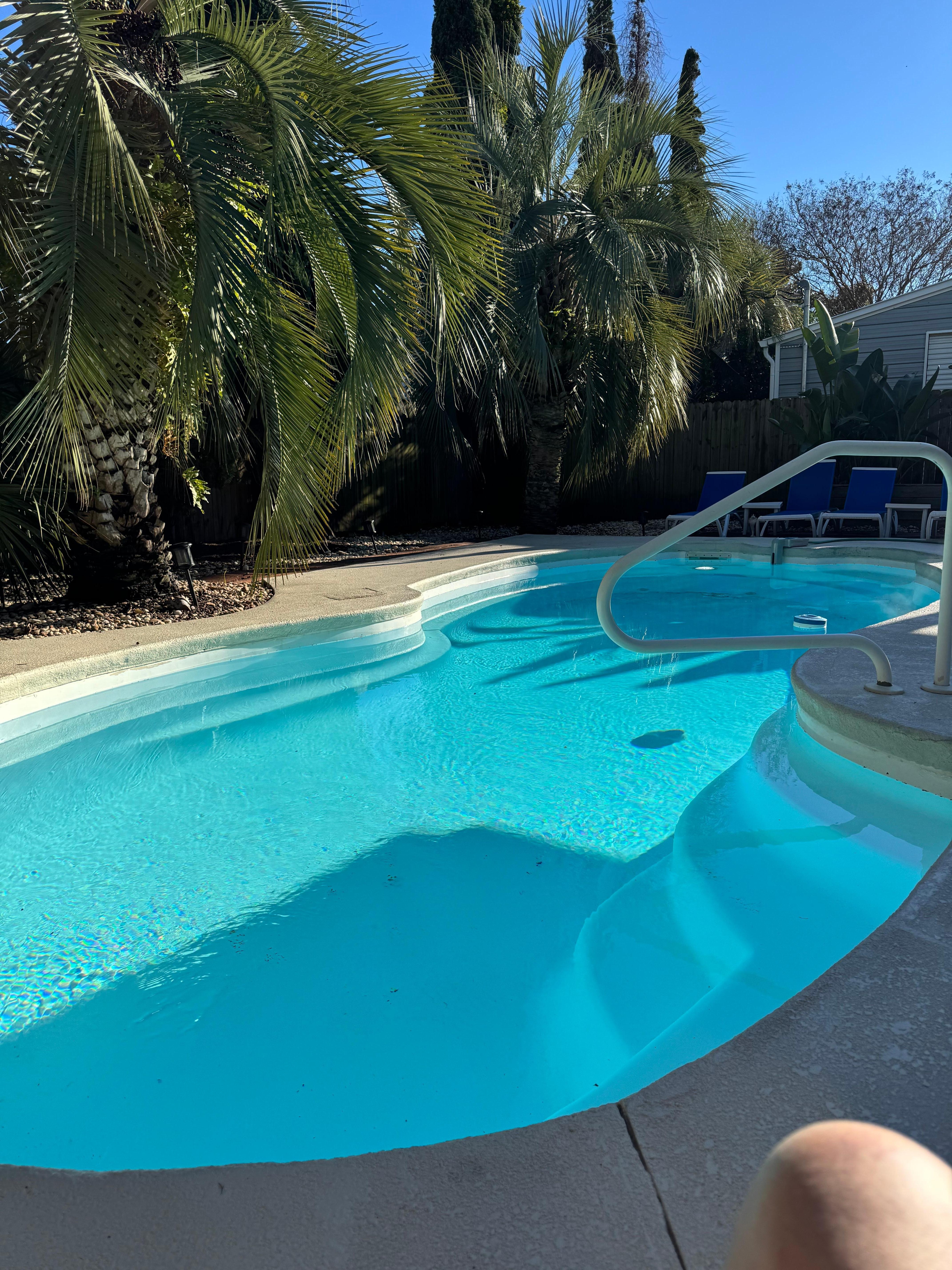 Pool was warm and sunny. 