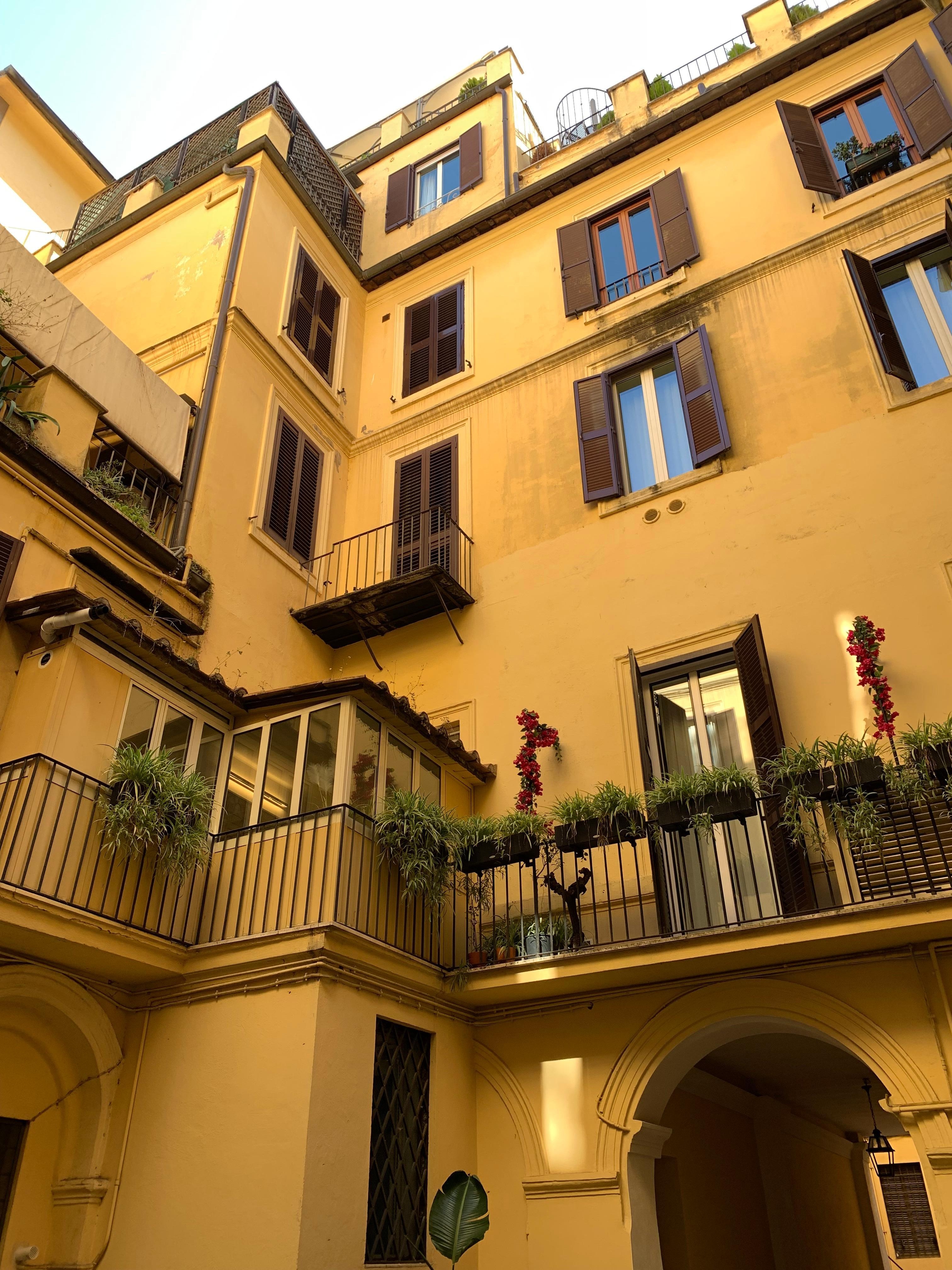 Inner courtyard of the hotel near entrance.