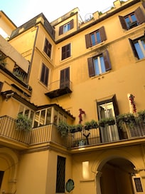 Inner courtyard of the hotel near entrance.