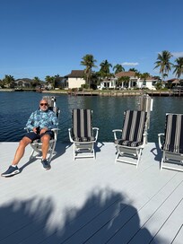 My husband out on the dock