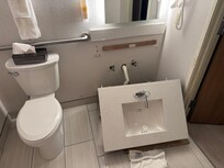 Bathroom sink fell off the wall as I washed washing my hands.