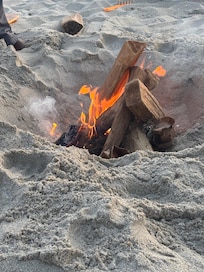 Beach fire at night