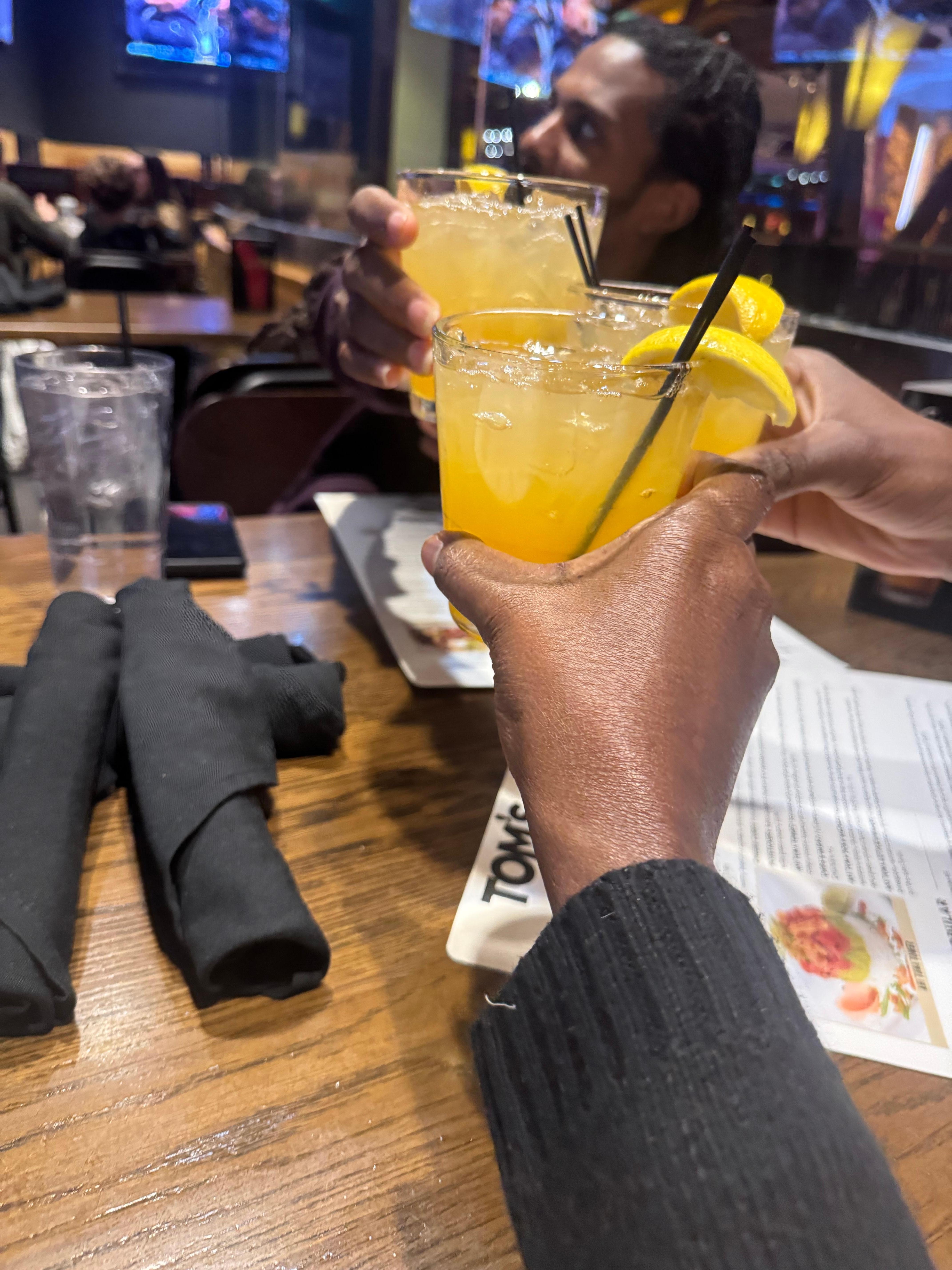 To my husband and son at Tom’s 