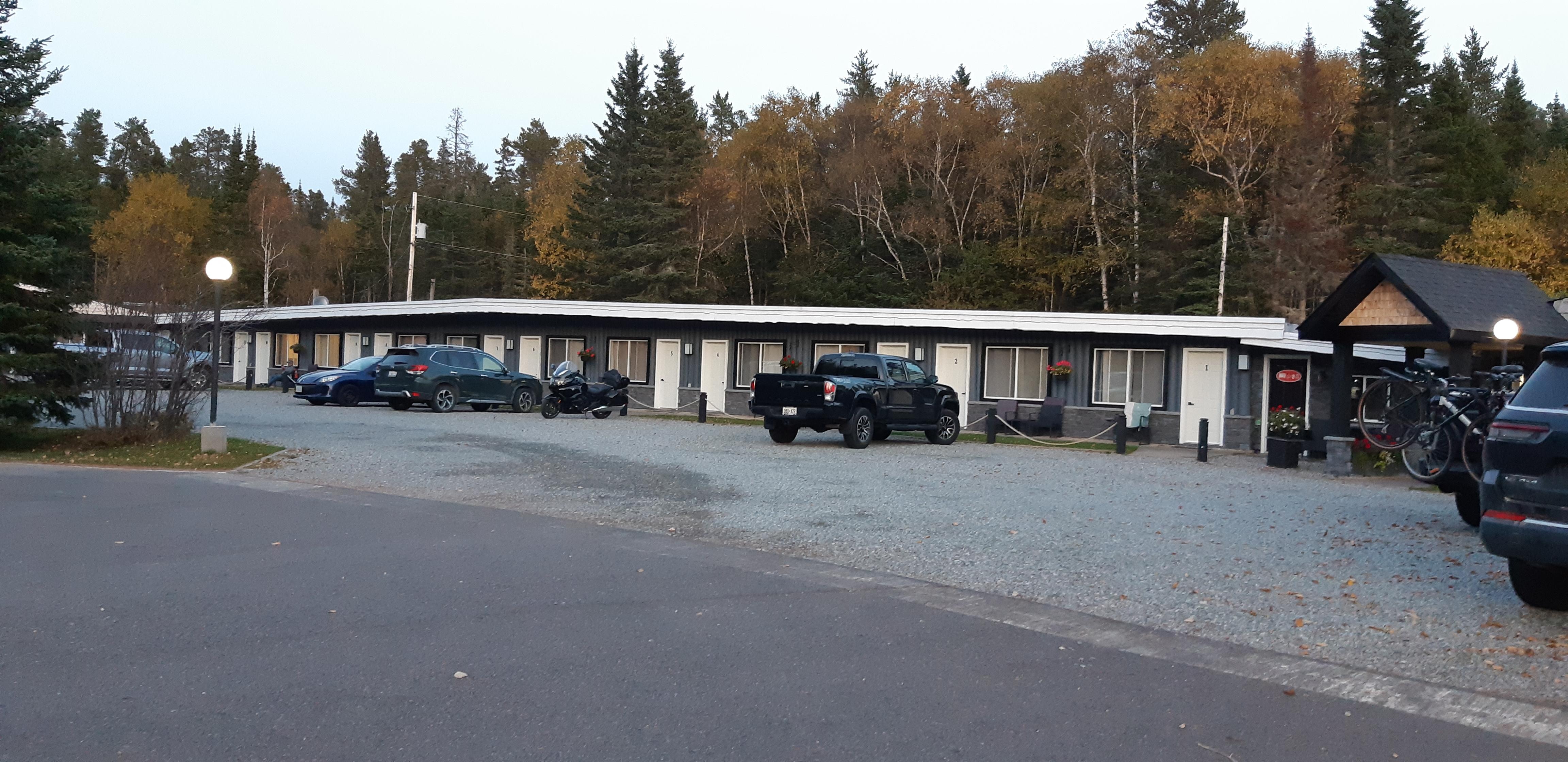 Outside view. Hotel was full by 730pm the evening we were there. Great for a one night stay! 