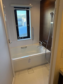 The bath was heaven after a long day of walking.