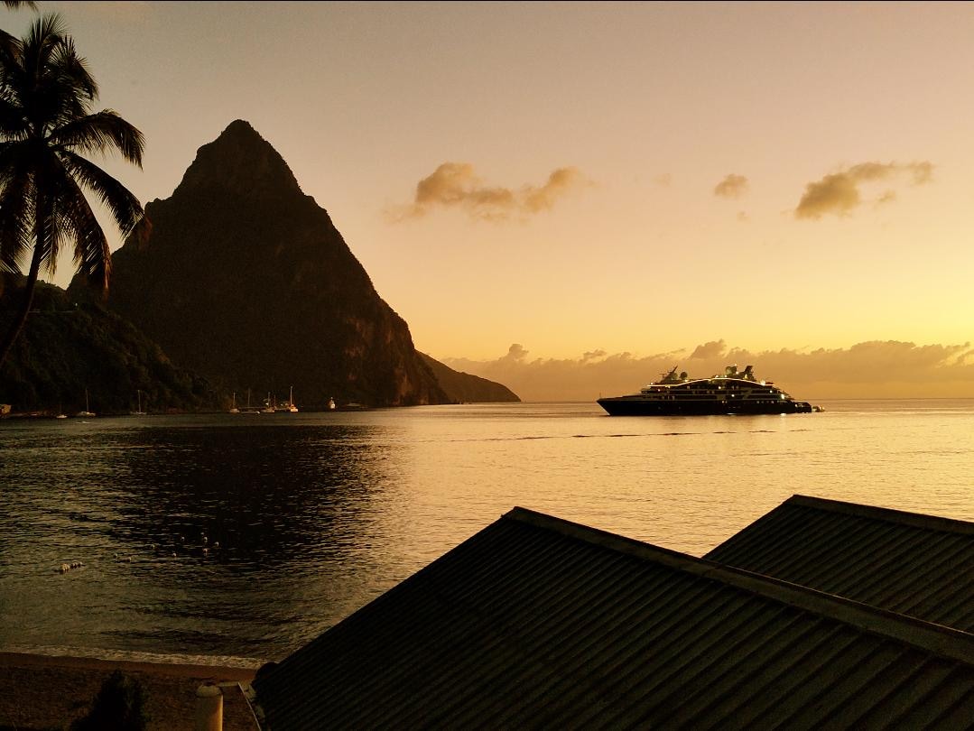 Sunset with a cruise ship 