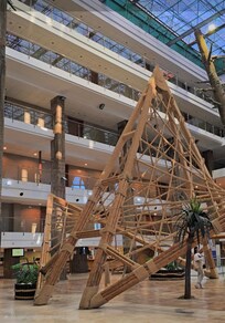 As you come into the hotel.