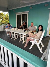 Having a chill time on the great porch facing the ocean