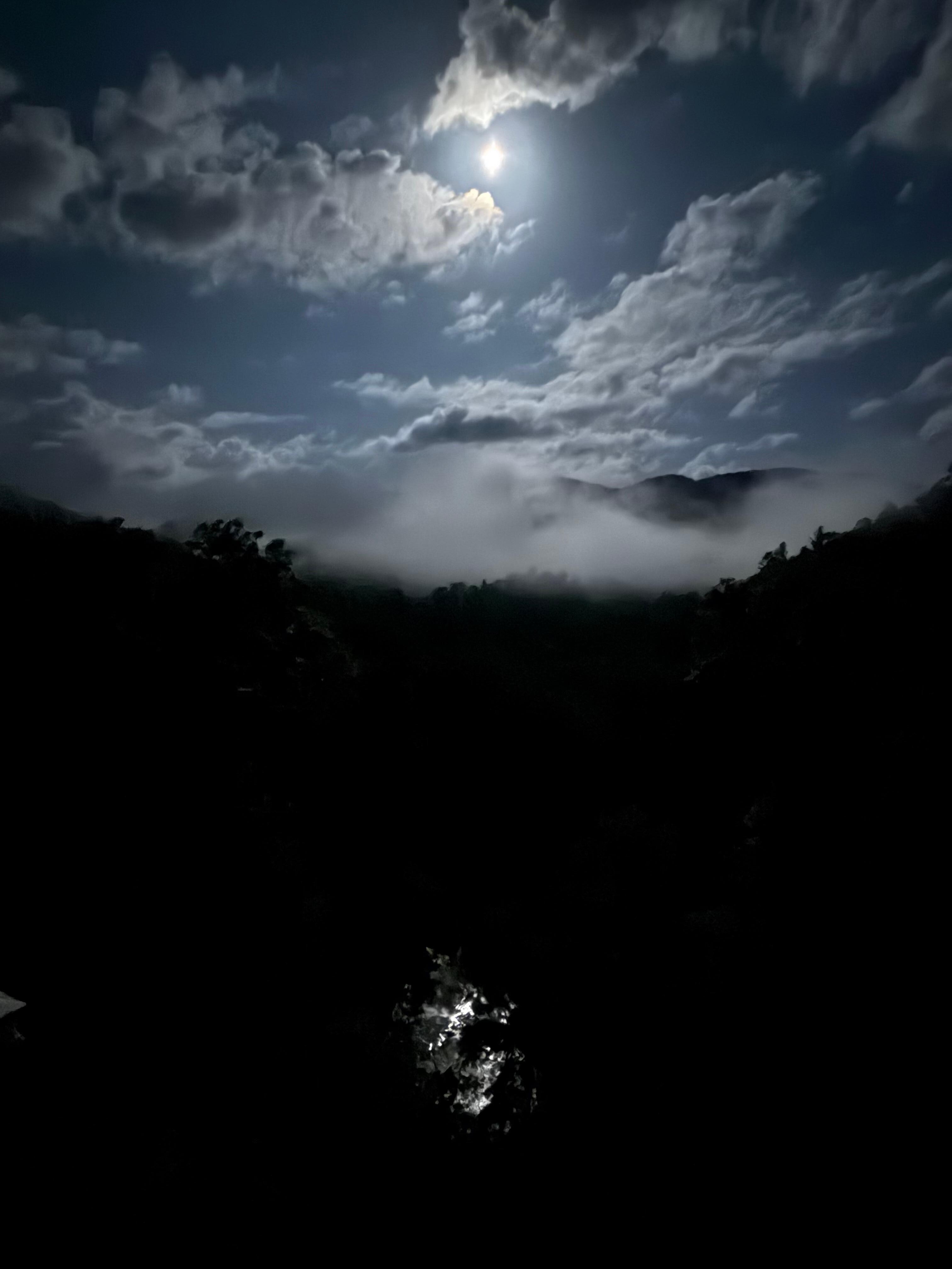5am from deck - moon reflection off the water below 