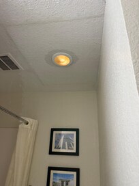 The dark substance was not in the light before the leak from upstairs.