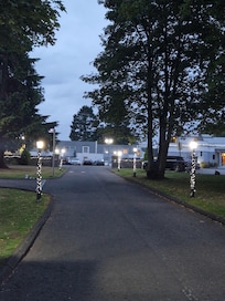 Lovely grounds! Well lit in the evening for our walk!
