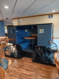 A booth in the ice cream shop