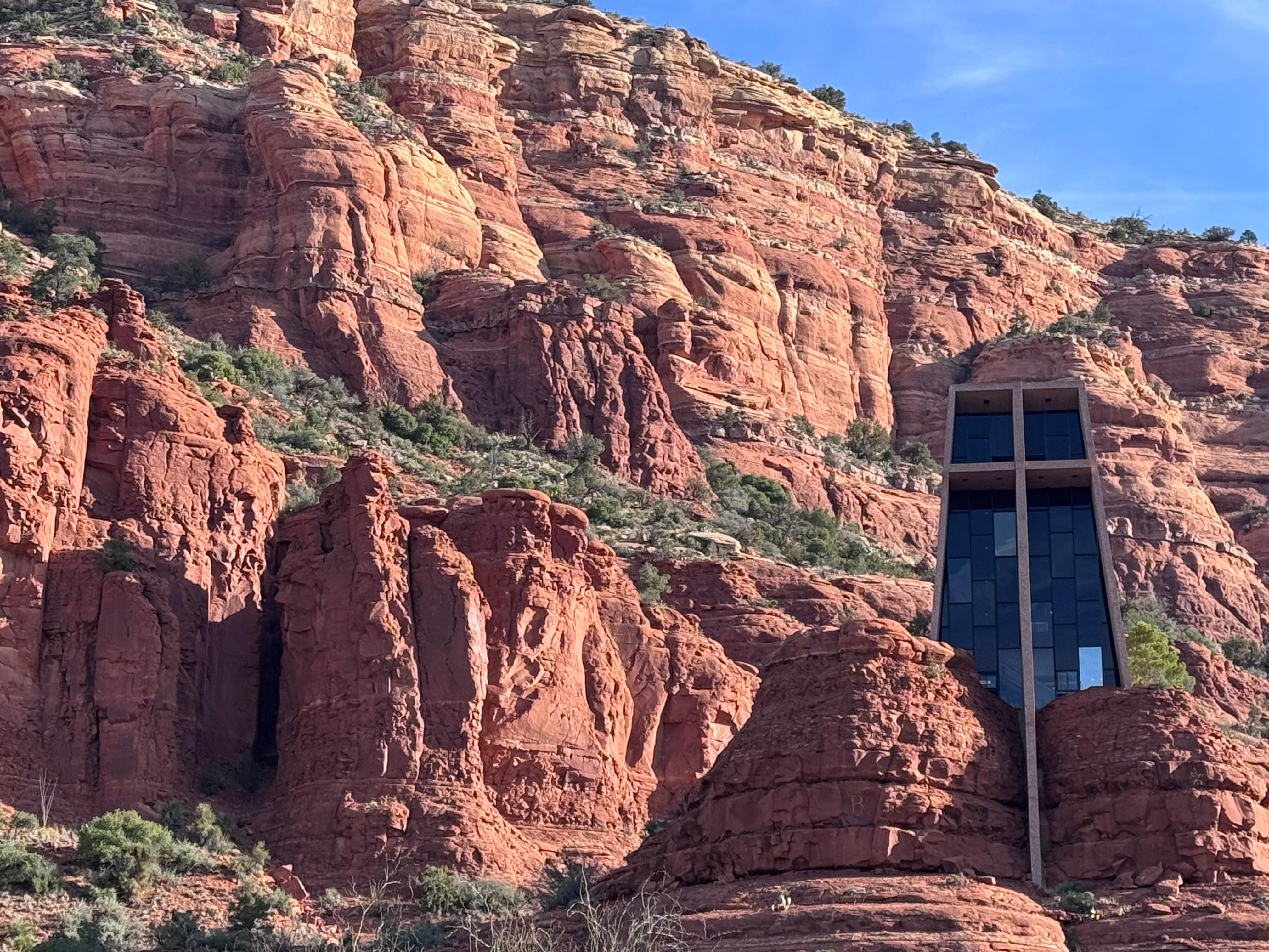 The cathedral built into the mountainside