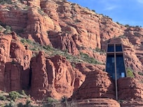 The cathedral built into the mountainside