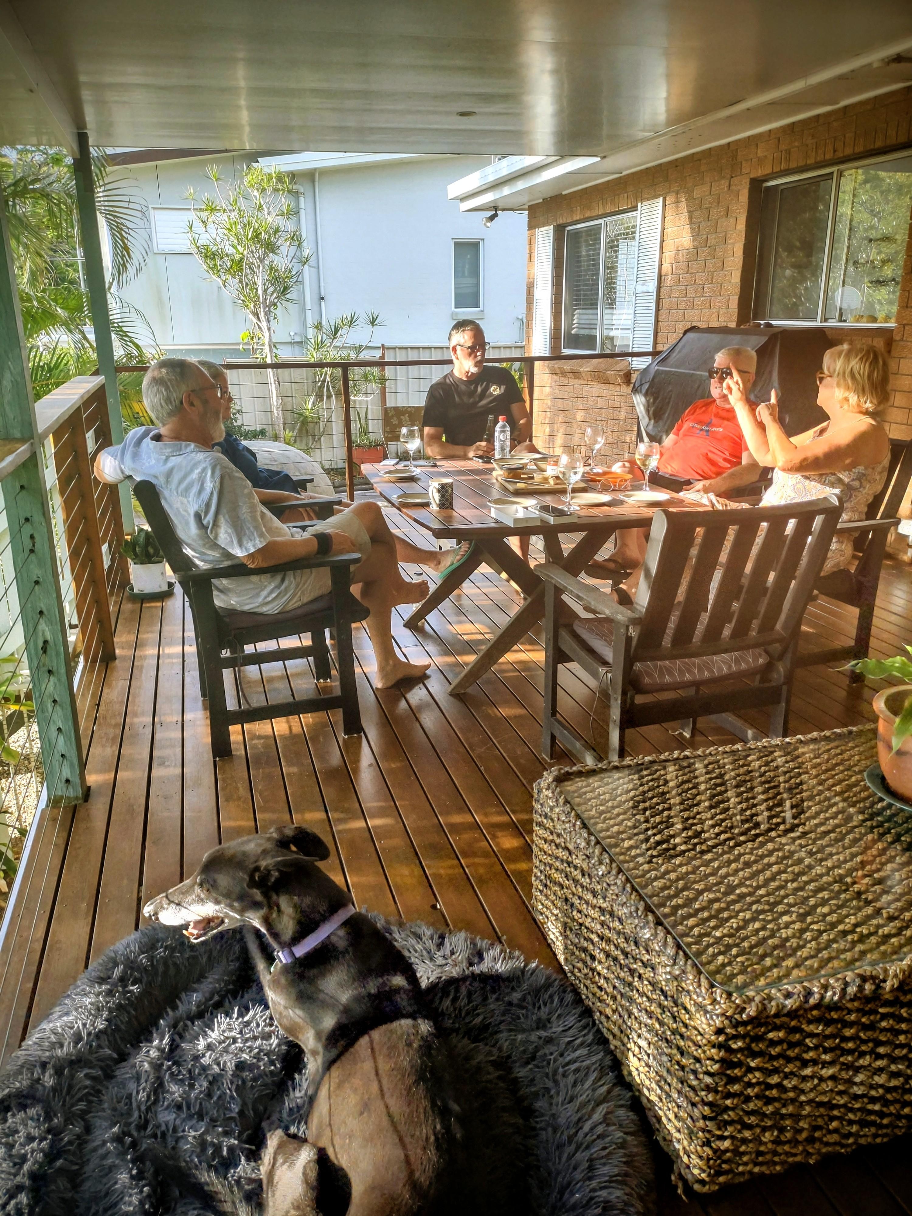 Relaxing on the back deck.