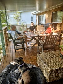 Relaxing on the back deck.