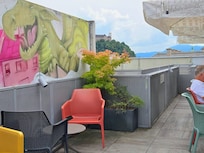Viewfrom the roof outside reception on the 7th floor.