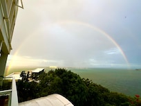 God’s promises: rainbow from sunroom