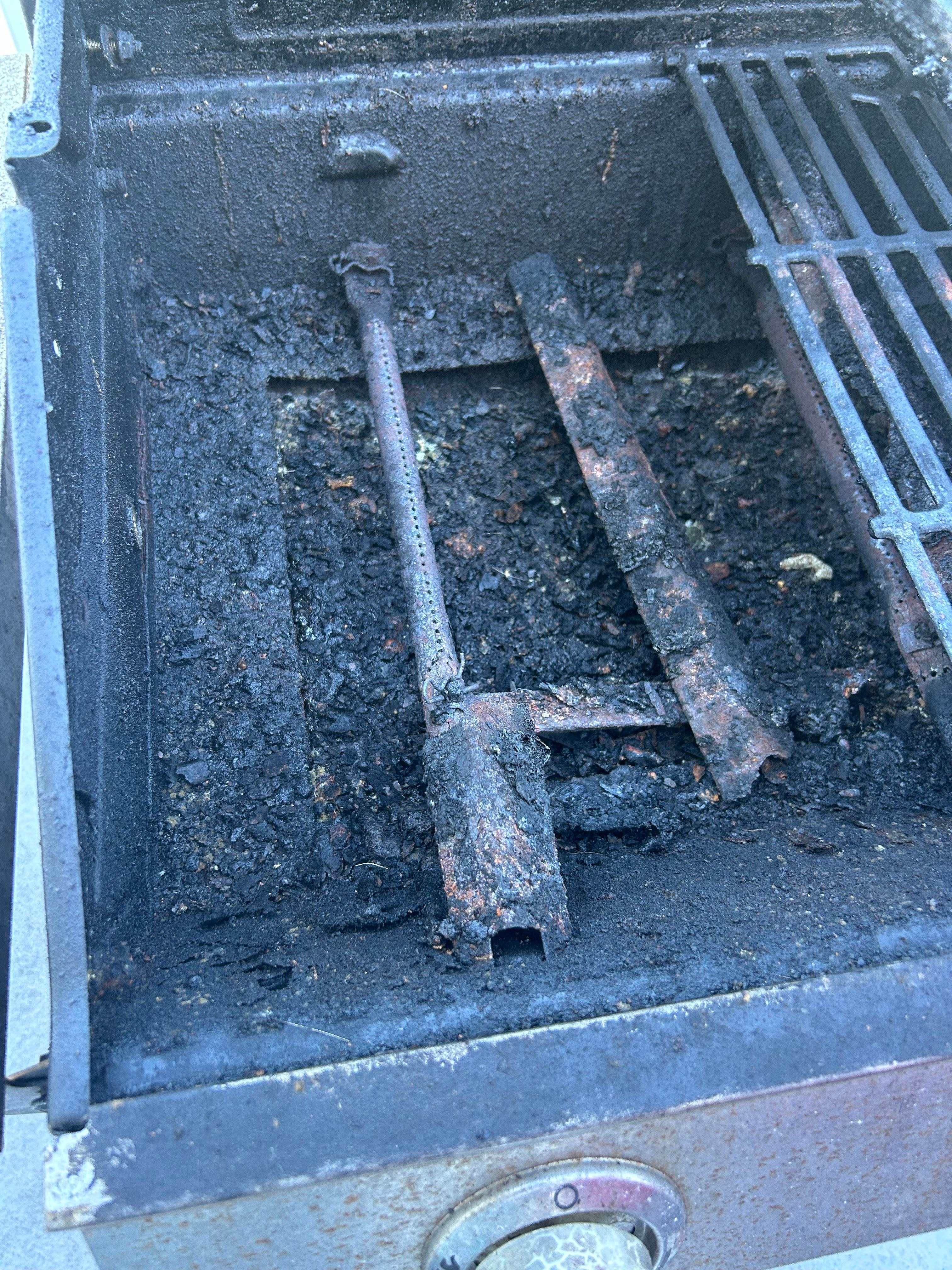 Rusted out flavoring bar broken off. 