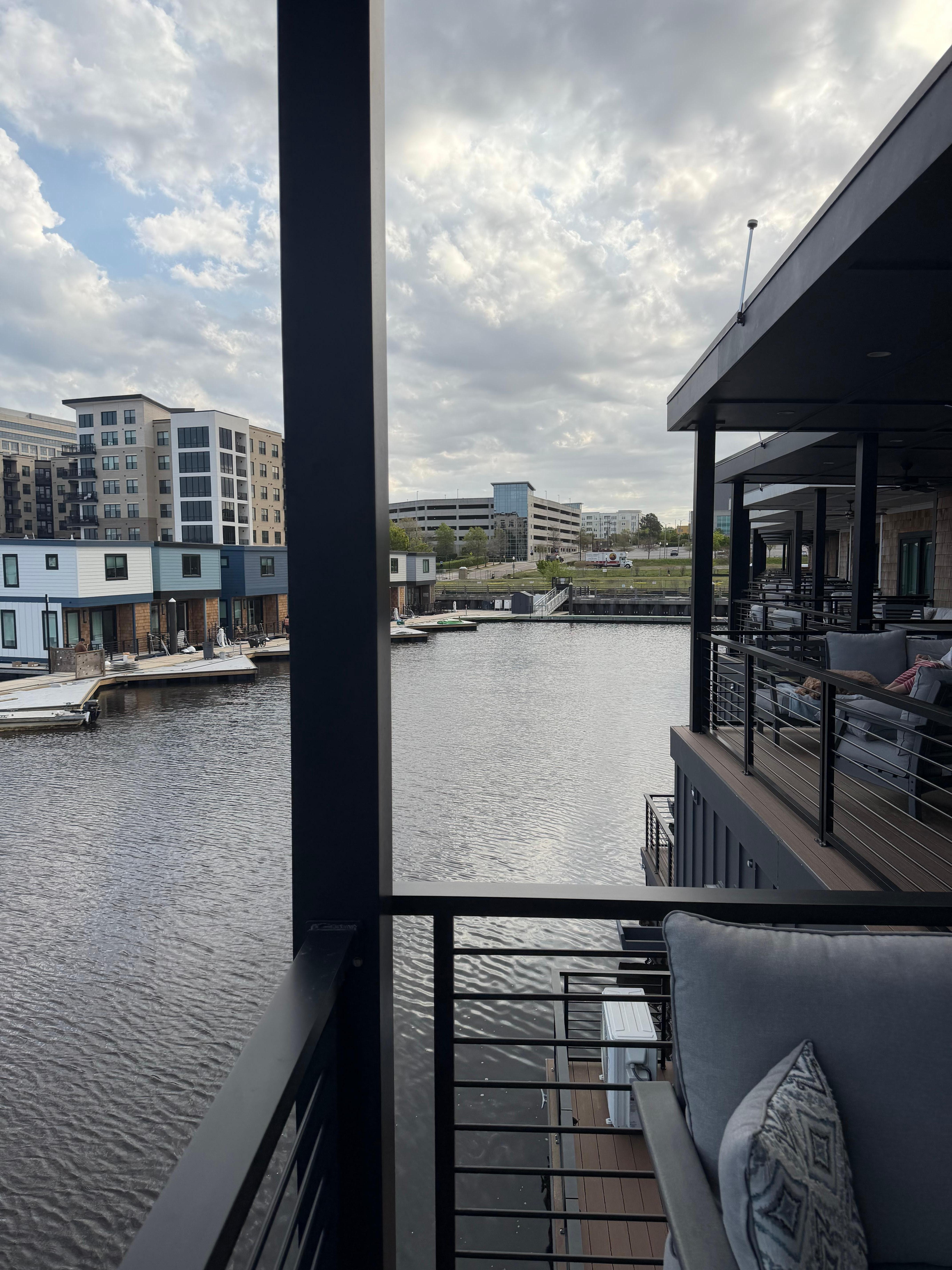 View from 2nd floor balcony towards riverwalk