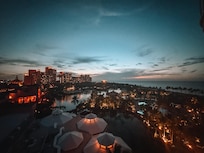 View from our king bed room at the coral