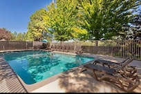 The beautiful pool area with shade.