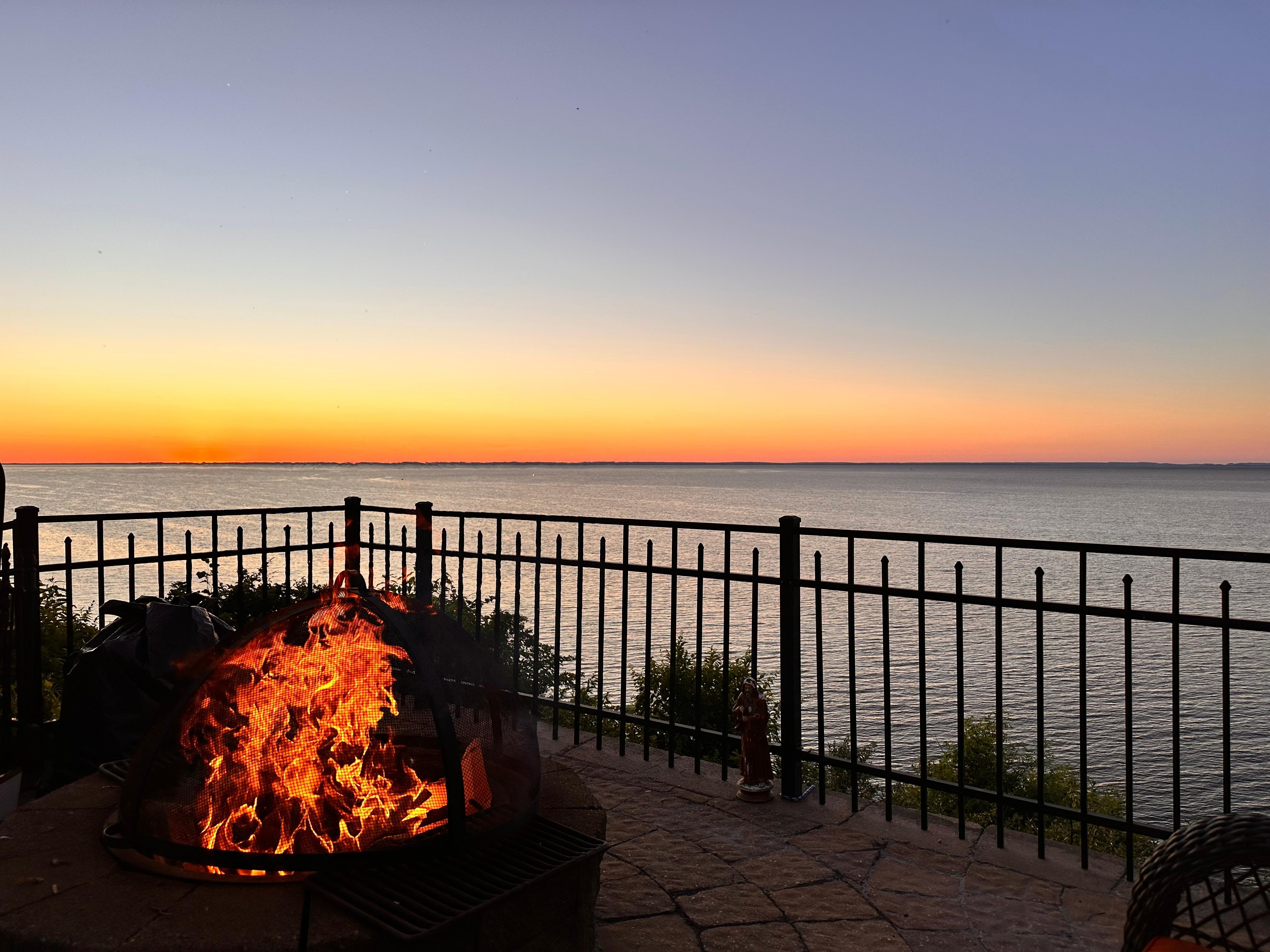 View of the sunset from the fire pit.