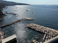 The sundeck on the ocean.