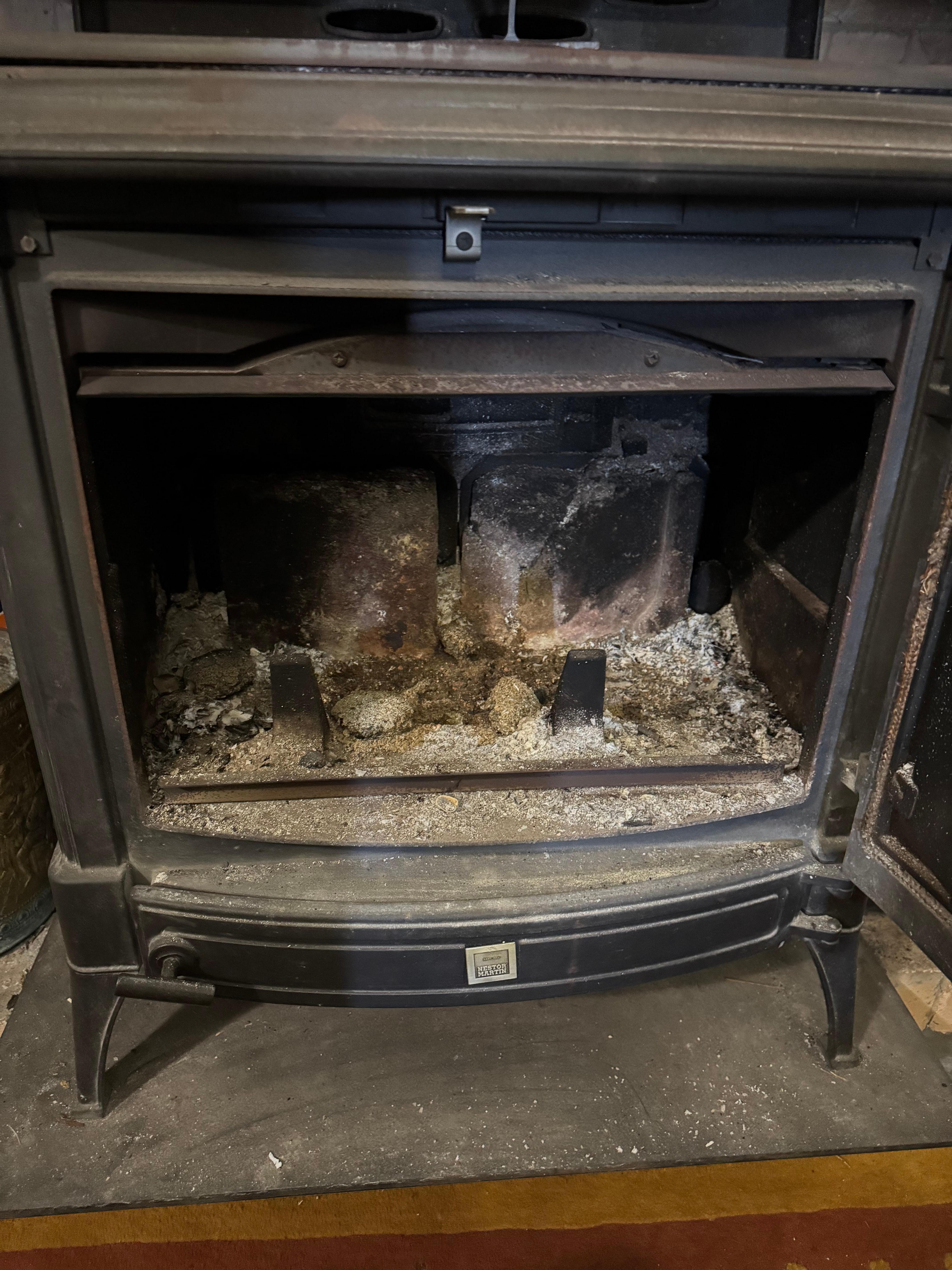 Fireplace was filthy and full of ash