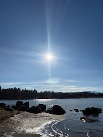 A short path to the beach, and views from the home.