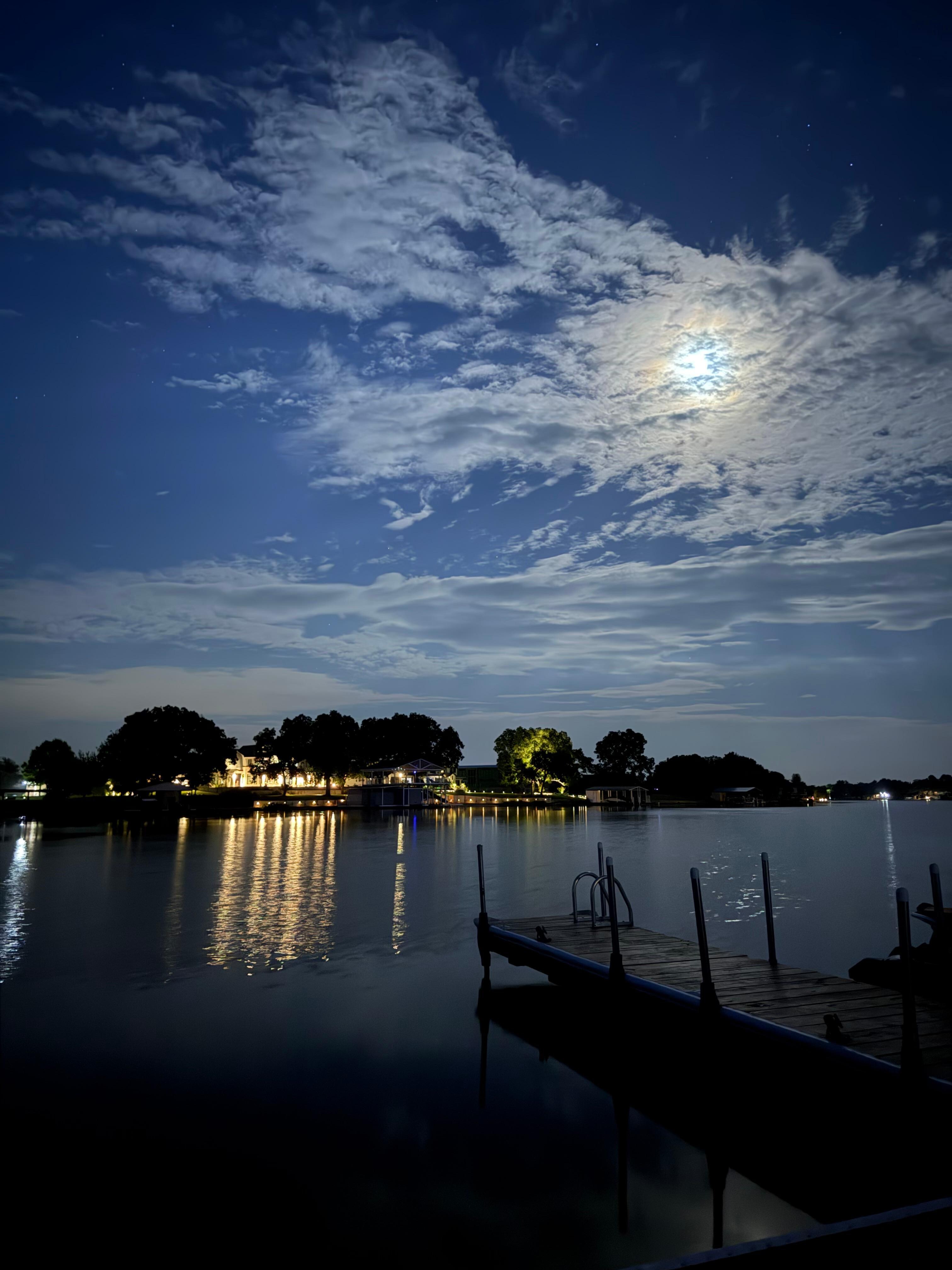 Night photo from the dock