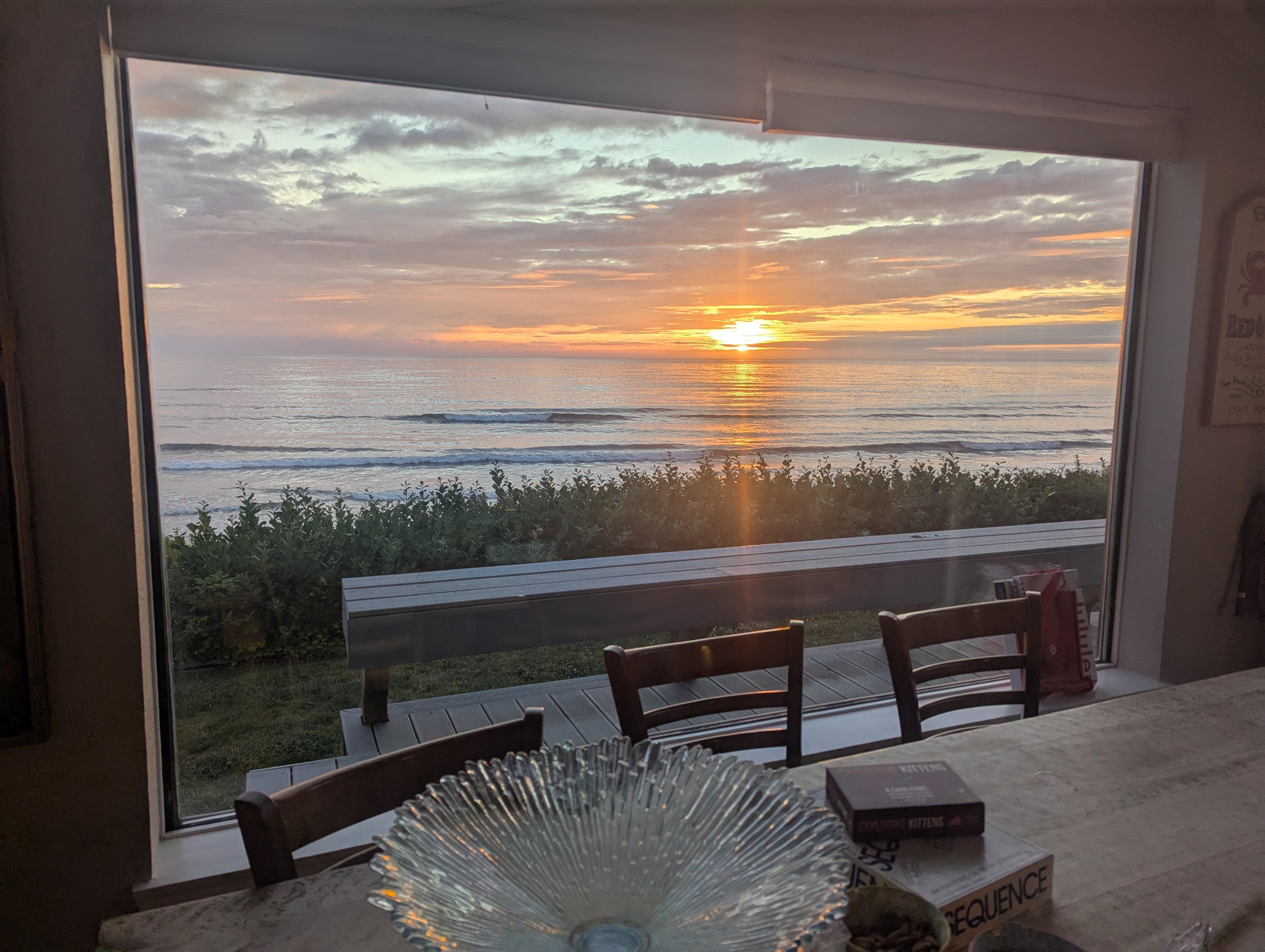 Sunset over the dining table.