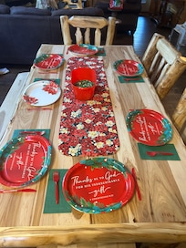 Beautiful dining table with plenty of room to seat seven.