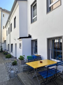 The courtyeard, showing the location of most apartments