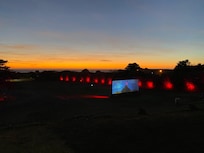 The outdoor light show and movie.