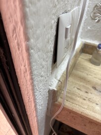 Outlet next to bathroom sink used for hair dryer looked like a fire hazard, did not hold plug in would slightly slip out exposing the connection