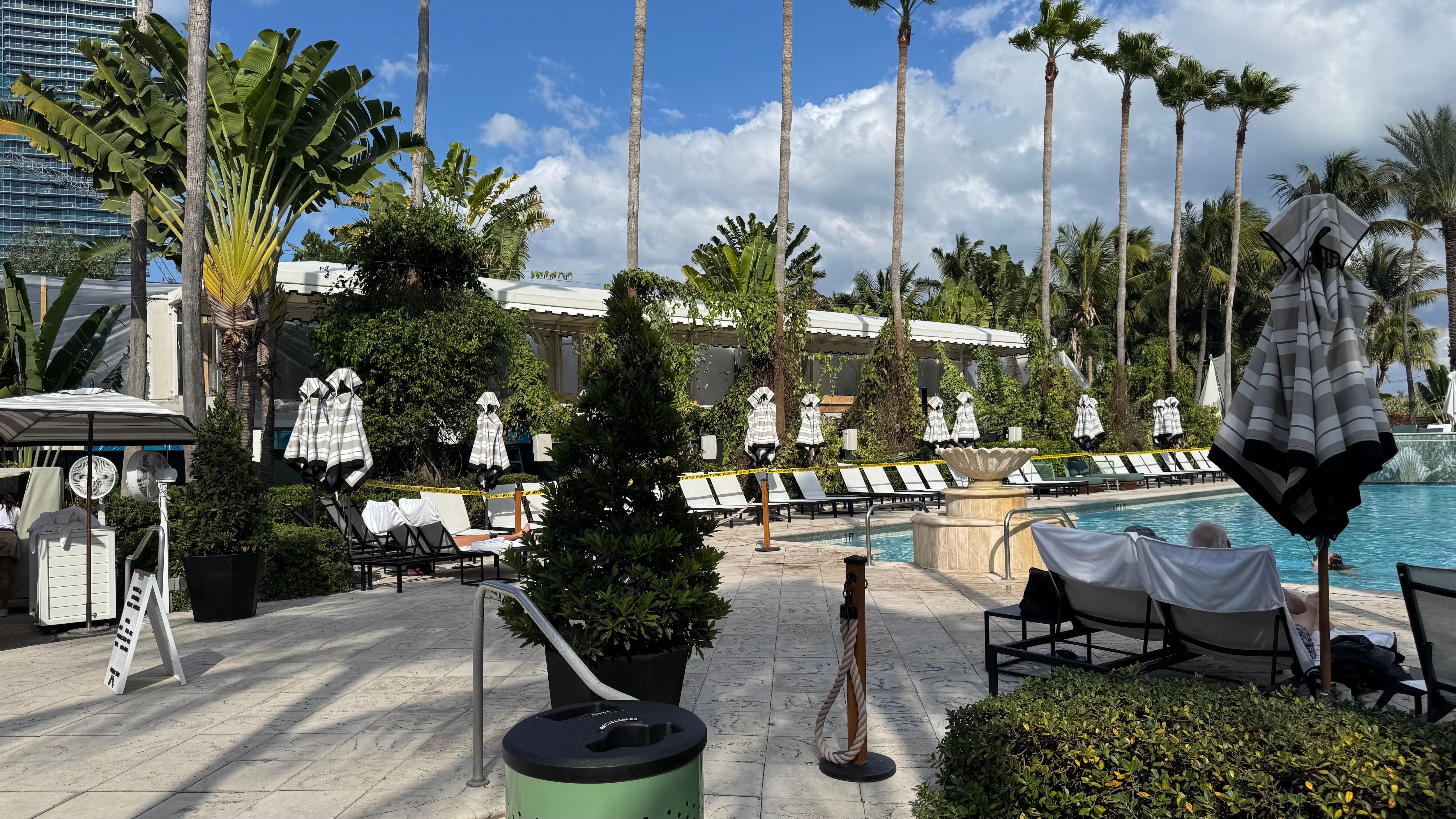 Pool area under reconstruction and taped off for “safety”