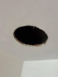 Hole in ceiling.