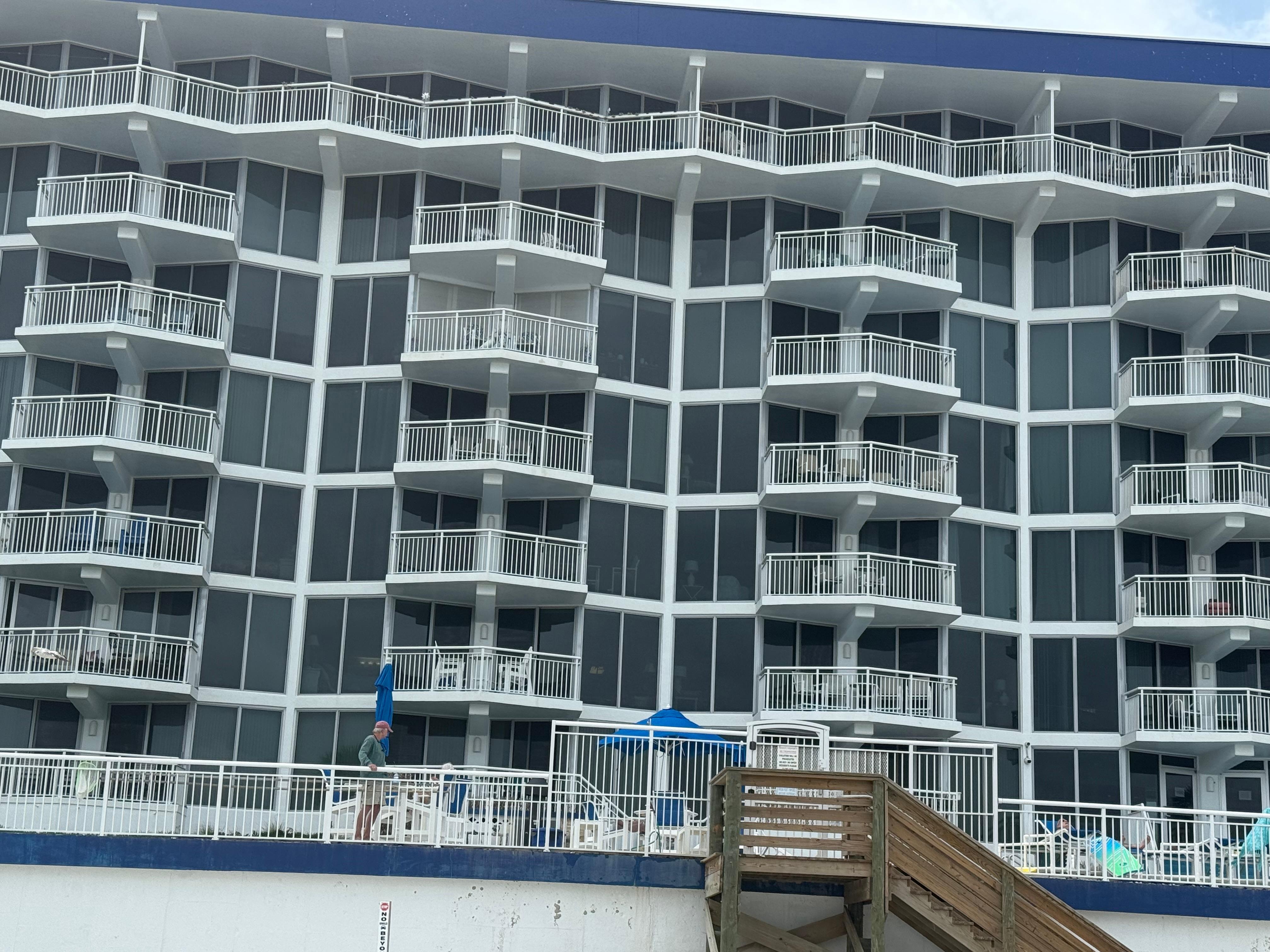 Looking up at the condo from the beach 