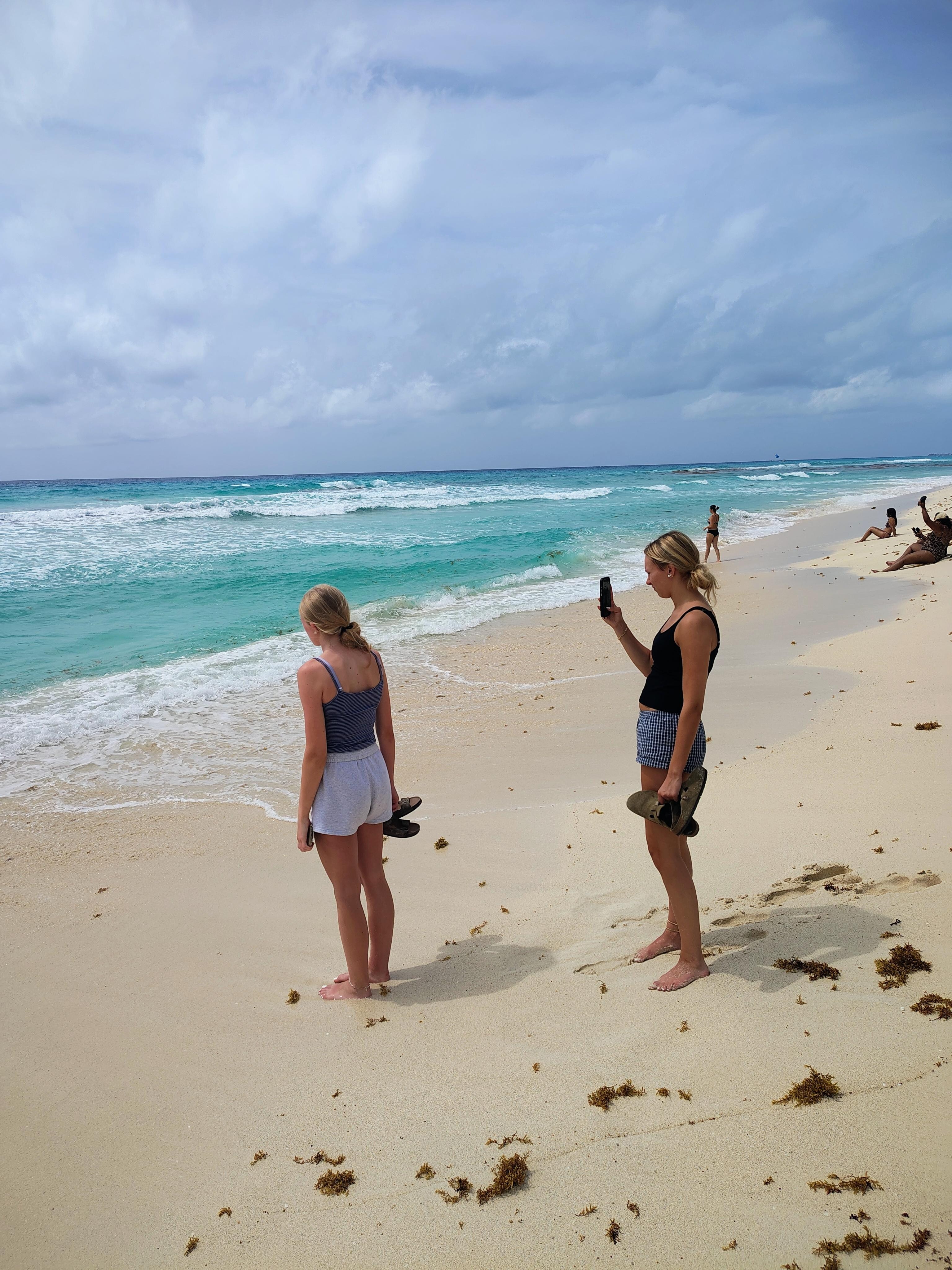 Girls 2st view of the Caribbean ocean 